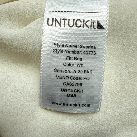 UNTUCKit Sabrina Cream Gold Foil Dot Pleated Button Front Blouse Women’s Size 6 - Picture 12 of 14